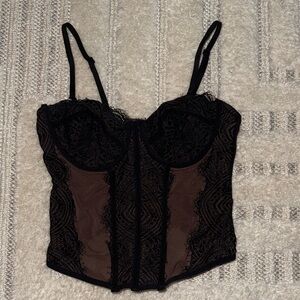 Garage Black and Brown Lace Tank Top